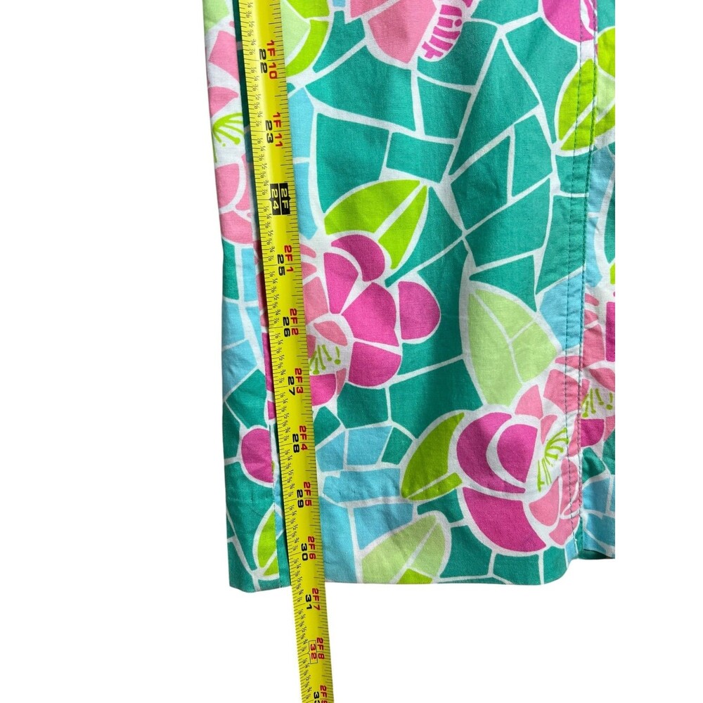 Lilly Pulitzer Pink & Green Floral Mozaic High Waist Wide Leg Pants  Size 8 - Picture 13 of 13